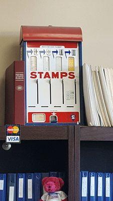 A relic stamp dispenser on display