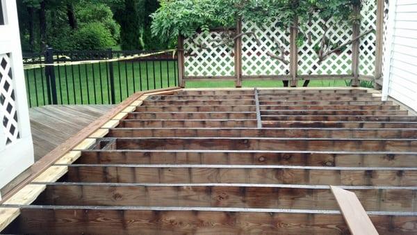 Before- Old pressure treated decking