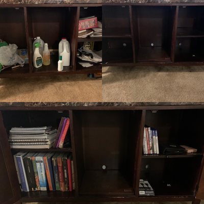 Entertainment Center: Decluttered & Organized