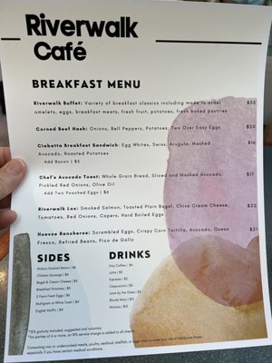 2022 July 30 Breakfast menu