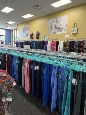 Interior with rows of Scrubs to choose from