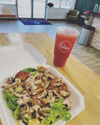 Chicken Caesar Salad with The Big Easy Mega Tea