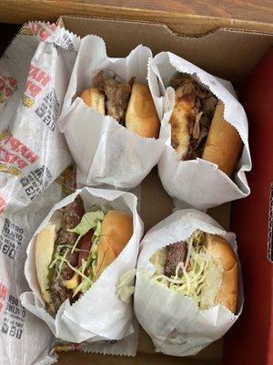 Sliders classic and steakhouse ribeyes.