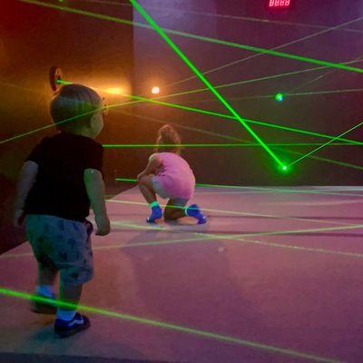 Our Lazer Maze has 2 different games:the Ninja Challenge where you must avoid the lasers & Beam Buster where the kids just break every laser