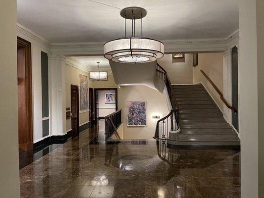 Fourth floor, home to the library and a restaurant.