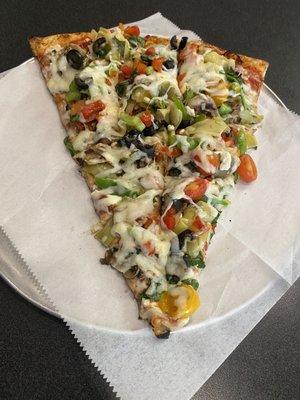 This is one slice of veggie pizza. It was incredible.