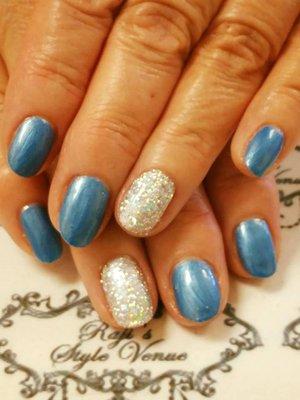 Natural Nails - CND Shellac with Glitter Accent Nails  $35