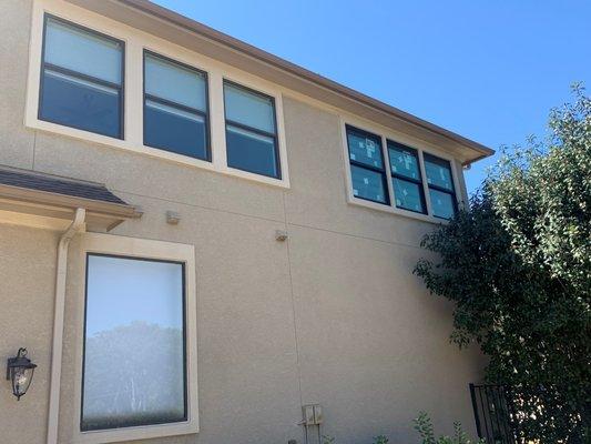 Three right windows were installed, they did stucco and painting