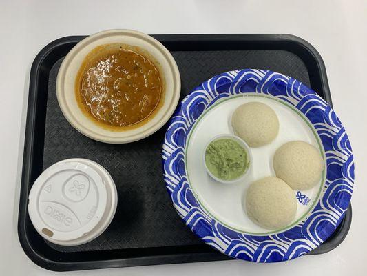 Idli sambhar(3pcs ) and chai