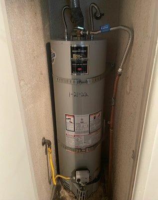 Standard gas water heater.