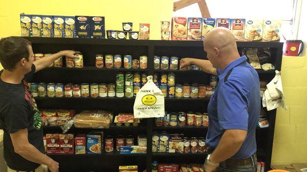 We have a food pantry for locals who need a little extra help with groceries.