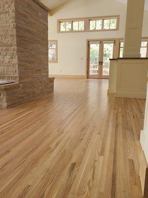 We installed, sanded and finished these beautiful red oak floors