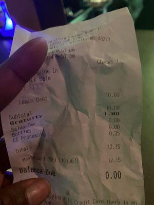 My girls receipt, I was paying with cash so didn't get one