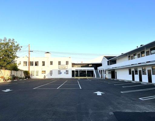 Newly painted campus, newly paved parking lots.