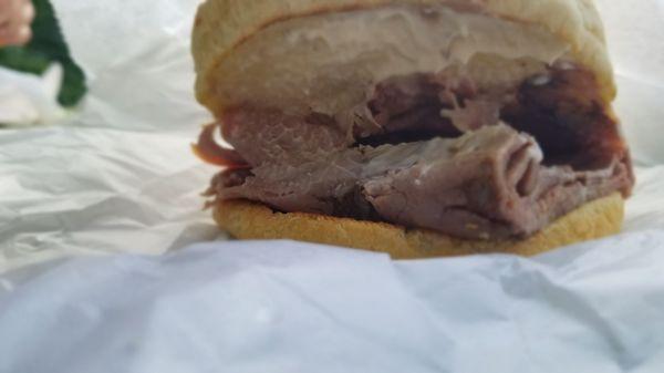 Although told their roast beef is 'rare', it doesn't look too red.