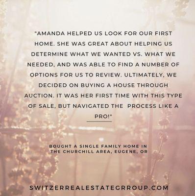 What Amanda Switzer's clients are saying.