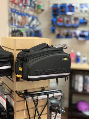 Trunk bags, panniers, handlebar bags, racks, baskets