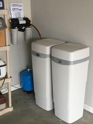 Community Well Water System with Drinking Water Reverse Osmosis Purifier Installed in Garage