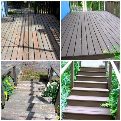 Deck Staining - Before & After