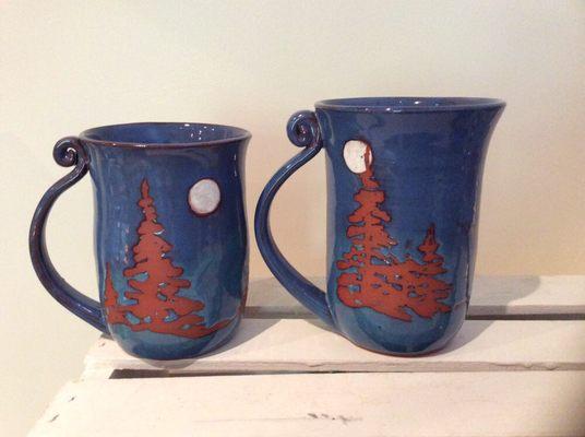 Pine tree mugs large and medium