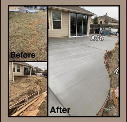 Outdoor patio with broom finish.