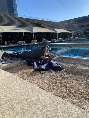 Welding some stainless steel stiffeners at ASU pool