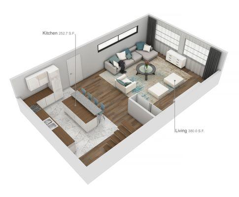 3D floor plan for 1st floor ADU