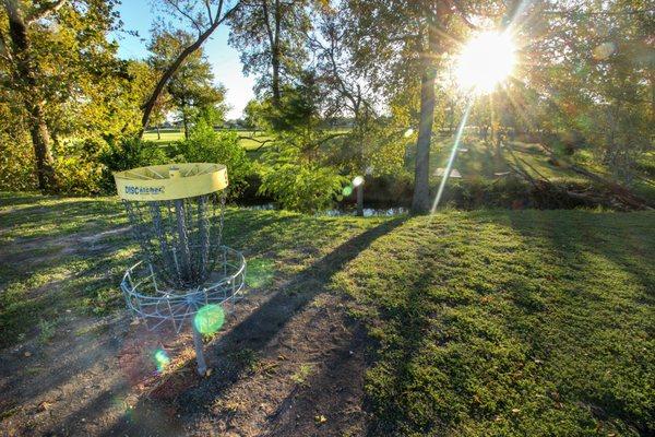 Disc golf course with creek running through