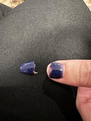 Nail snapped off tearing real nail