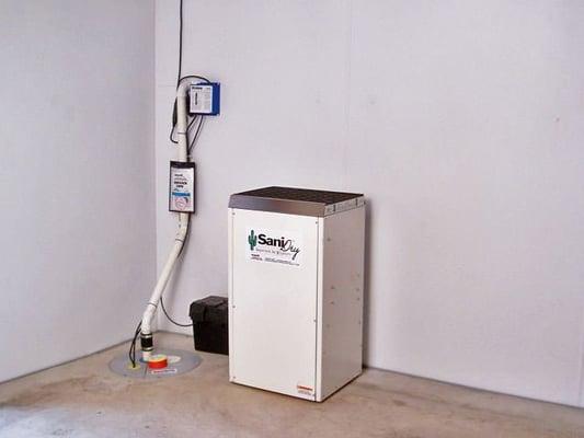 Our dehumidifier and sump pump system.