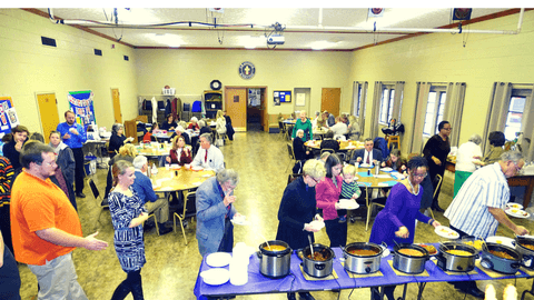 The chili cook-off in Dawson Hall. We offer a variety of dinners every month. If you love to eat, you'll fit right in!