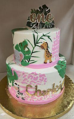 A girl Safari themed cake