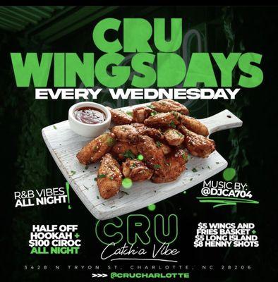 $5 wing baskets each and every Wednesday. Doors open at 7pm.