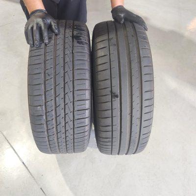 Tires that are dry rotted and not balanced