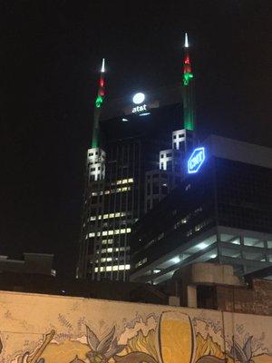 December 25, 2017; AT&T (Batman) Tower & CMT Building - Downtown Nashville TN