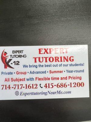 EXPERT TUTORING business cardamd logo.