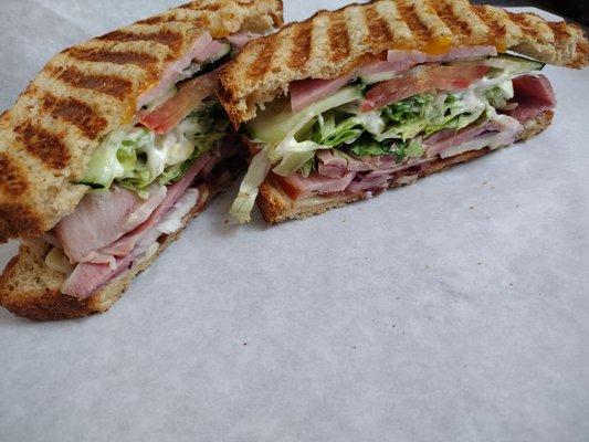 Grilled ham and swiss on Montana whole wheat