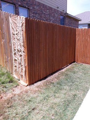 Prepping and restaining of fence