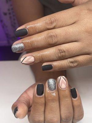 Natural Nails with Structured Gel Manicure & abstract design. @jynails