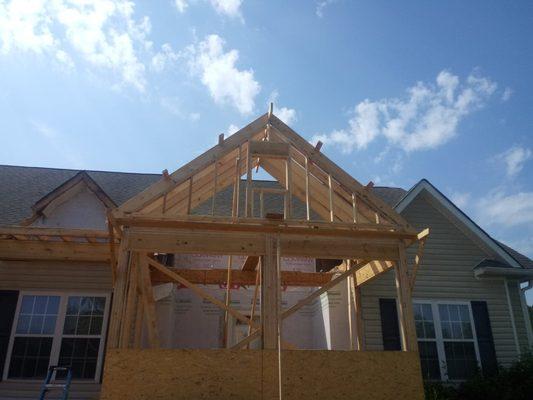 Framing on the porch addition we did out in Thomasville.