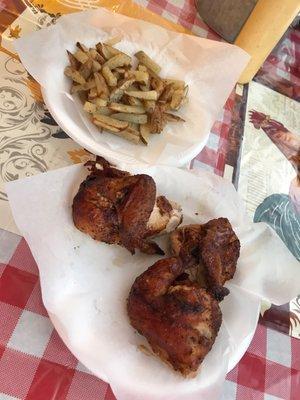 Just a glimpse of the 1/2 Chicken Meal Combo and Oven Fries.