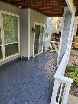 This was a two story deck that was painted in the bottom part and upper part composite replaced wood deck.