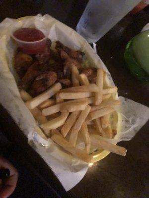 Fries and baby lemon pepper wings lol