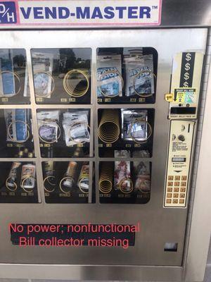 Broken vending machine, nonfunctional