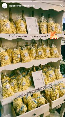 Popcorn display at wedding venue