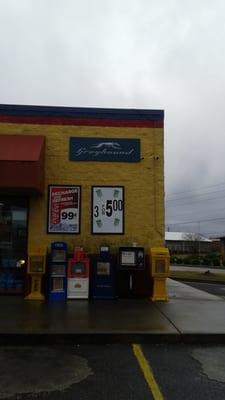 Greyhound Bus Stop at Solo Gas Station