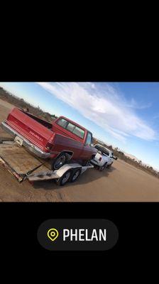 Brought my buddy's new Chevy home to him to Muscoy ca from Phelan Ca