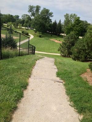 Stairs down the sledding hill