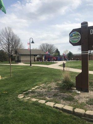 Restroom building and play area