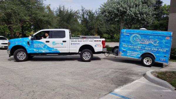 Partial Truck Wrap and Full Trailer Wrap for Complete Pool